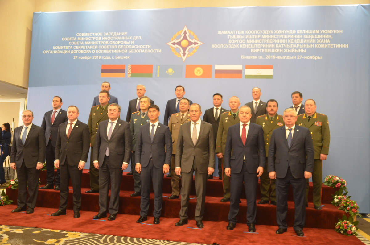 Members of the CSTO Council of Ministers of Defense during a joint meeting of the Council of Ministers of Foreign Affairs the Council of Ministers of Defense and Committee of Secretaries of Security Councils considered issues of military cooperation